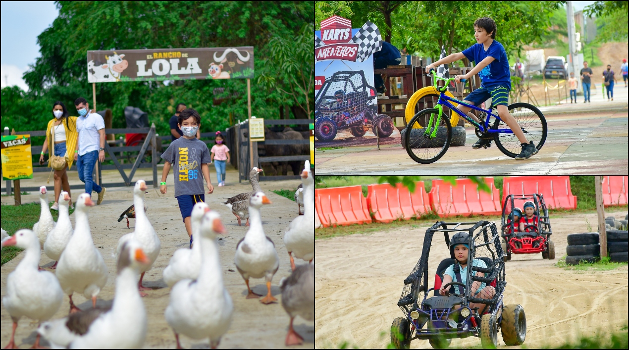 Los karts en arenero y espacios para la tranquilidad.