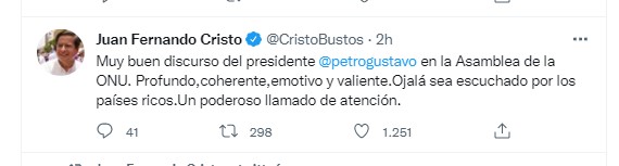 El exministro Juan Fernando Cristo se refirió el discurso.