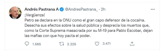 El trino del expresidente Pastrana