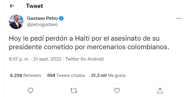 El trino del Presidente Petro.