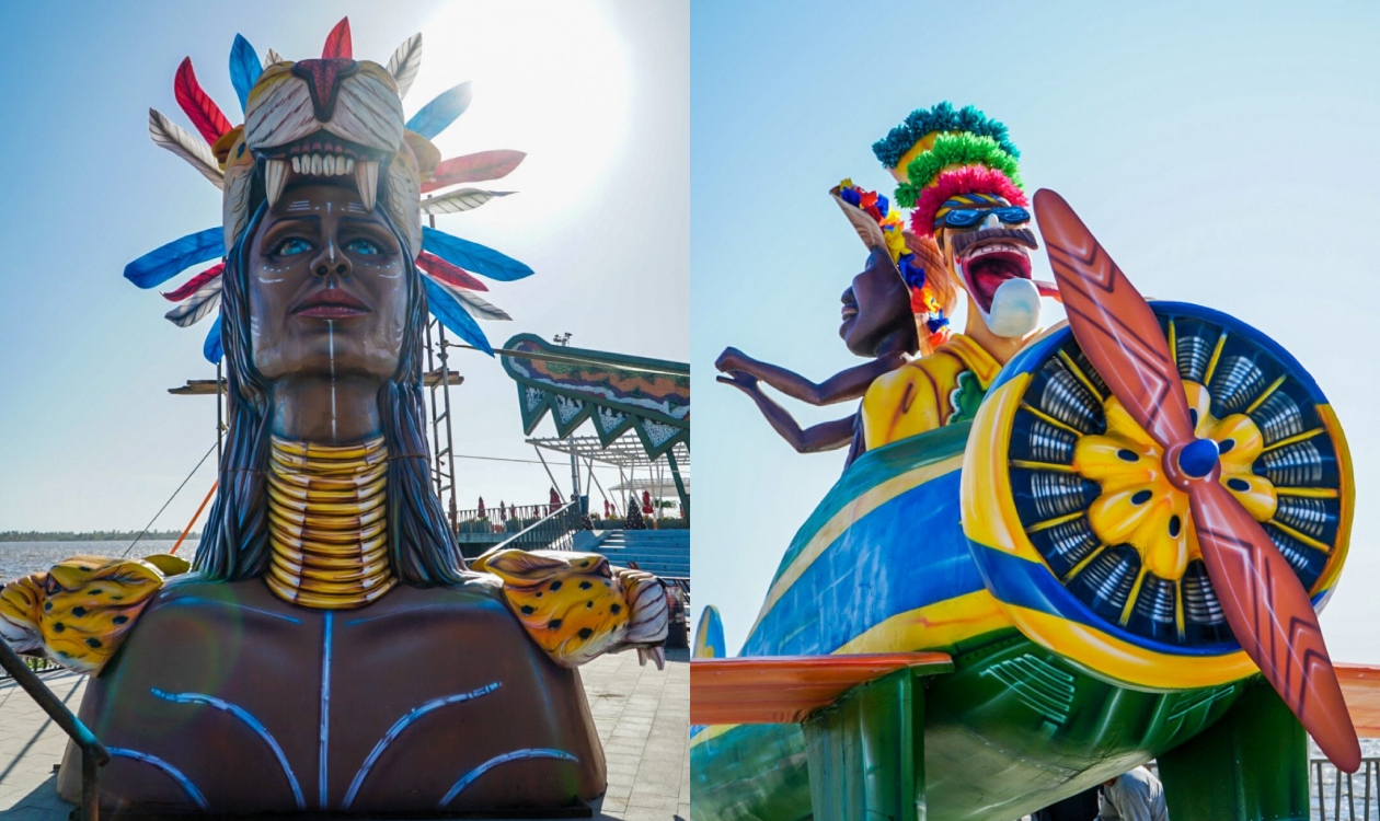 Macrofiguras inspiradas en las danzas del Carnaval de Barranquilla.