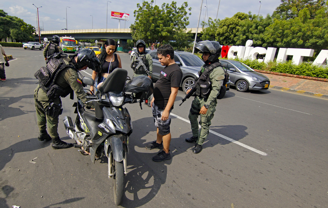 Controles de la Policía en Cúcuta.