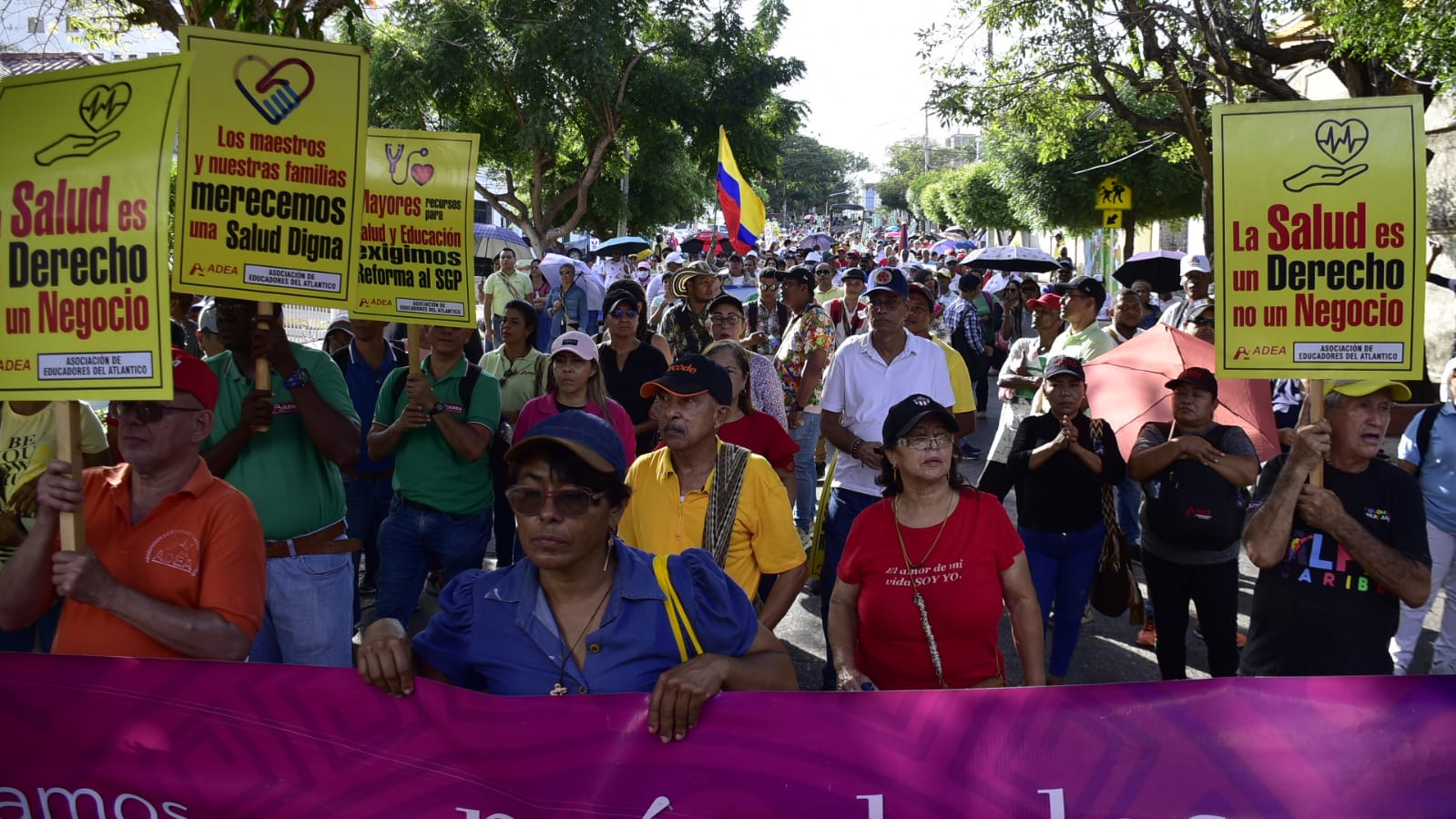 Magisterio del Atlántico en marcha de esta tarde en Barranquilla