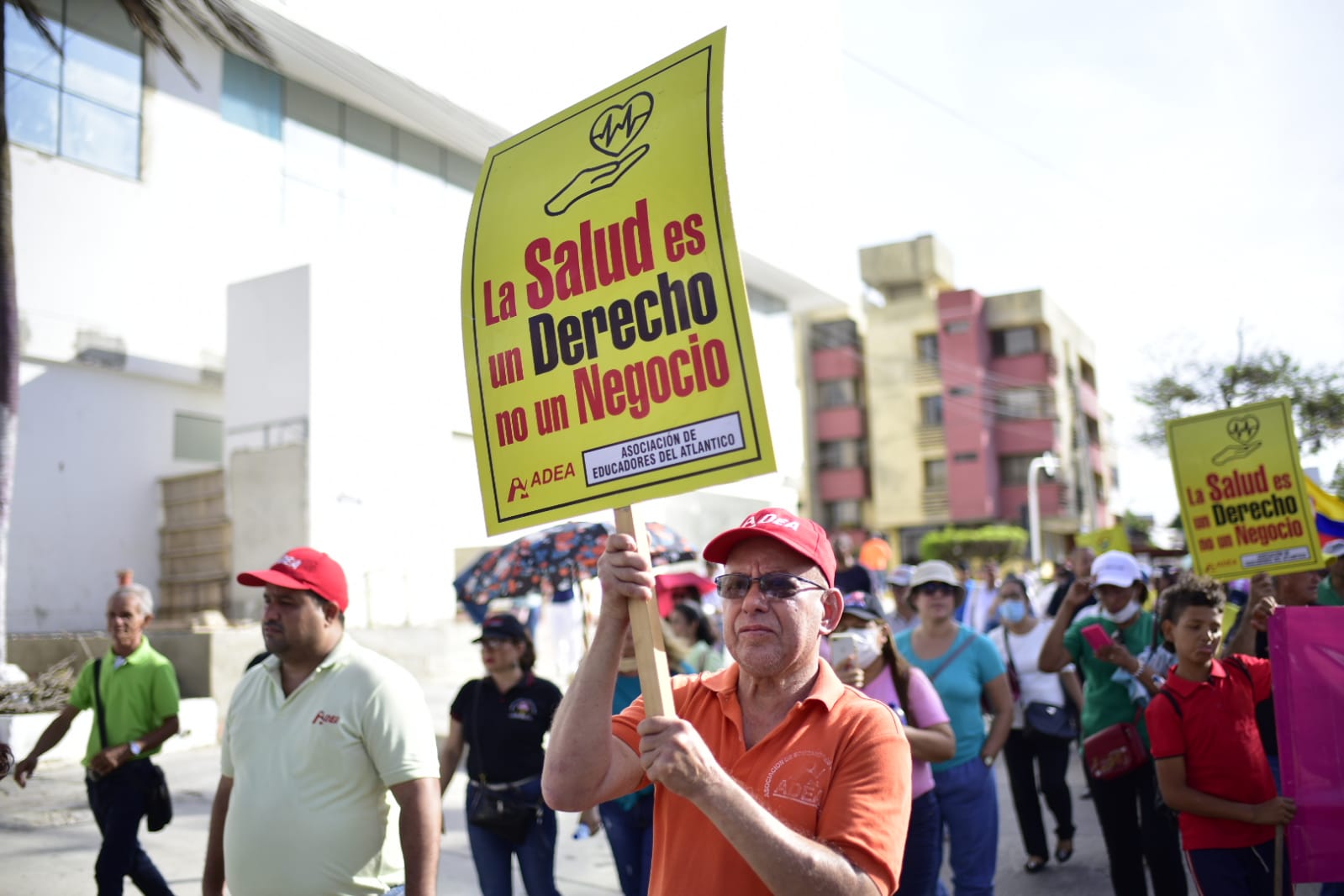 Magisterio del Atlántico en marcha de esta tarde en Barranquilla