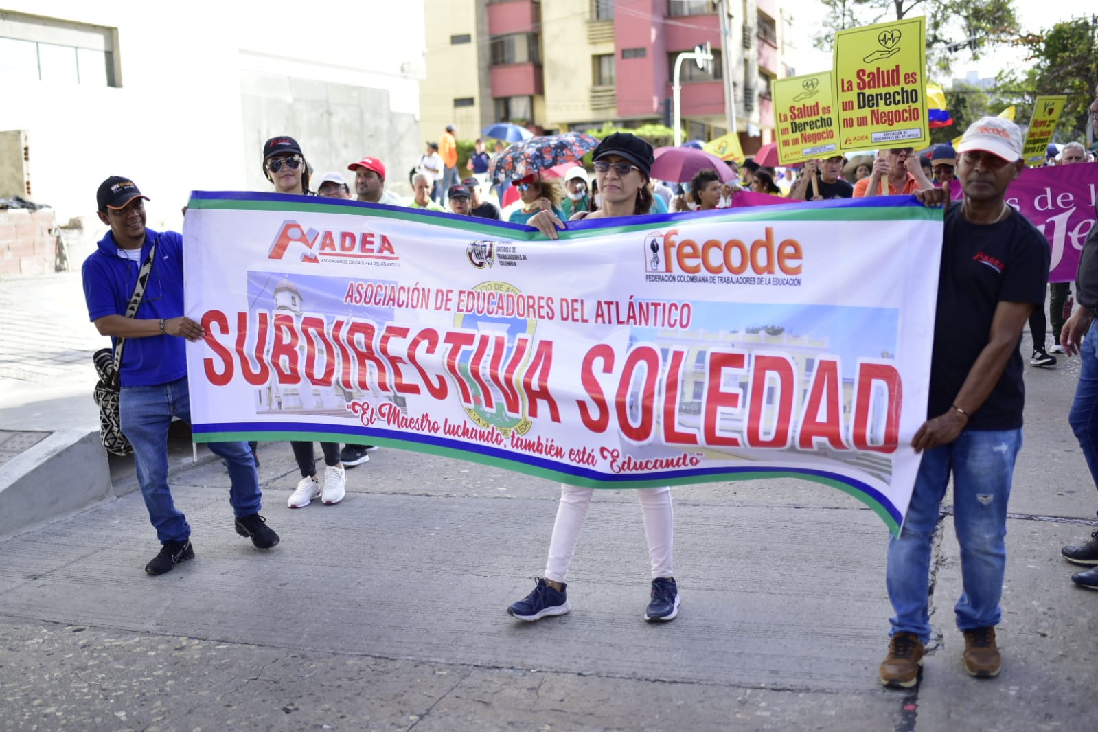 Magisterio del Atlántico en marcha de esta tarde en Barranquilla