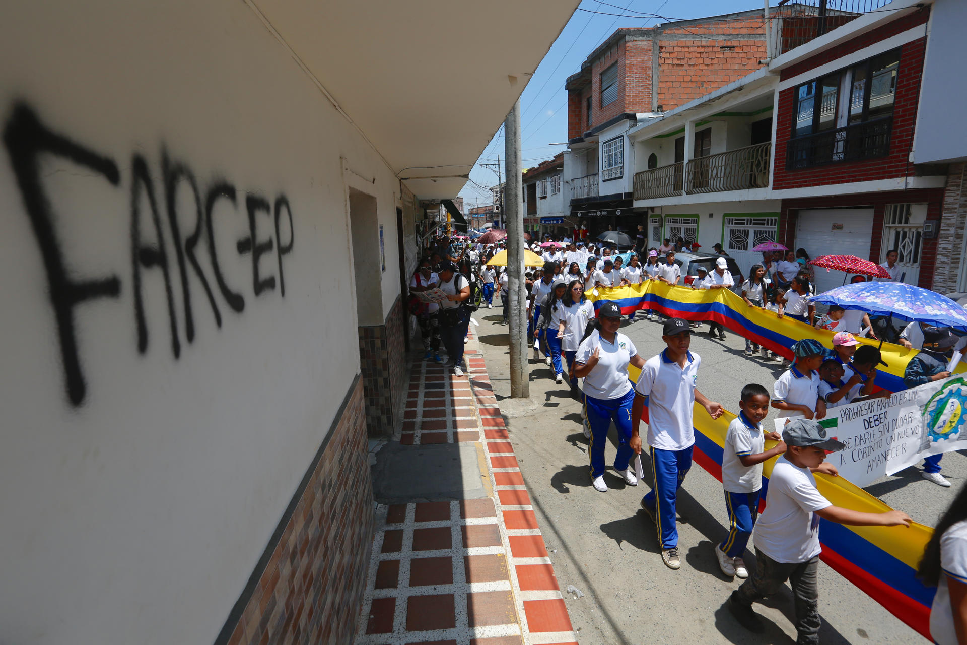 Estudiantes del colegio José María Obando en protesta.