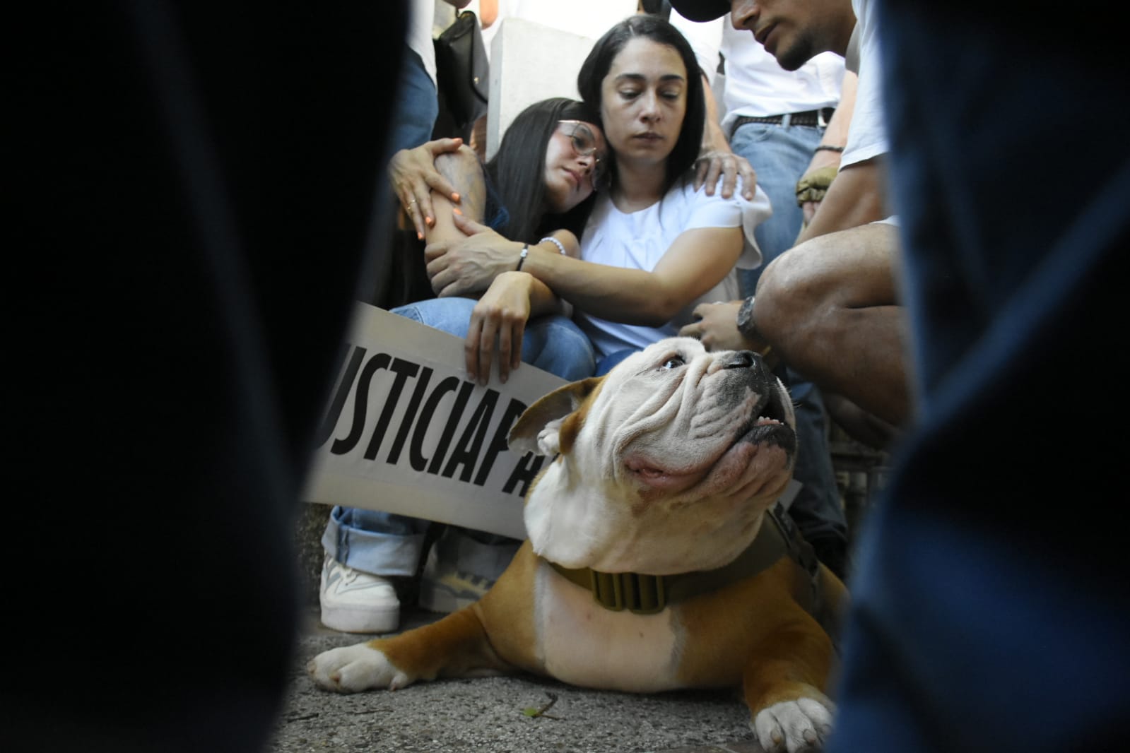 Familiares de Jack Ramírez, junto a su mascota 'Orión'.