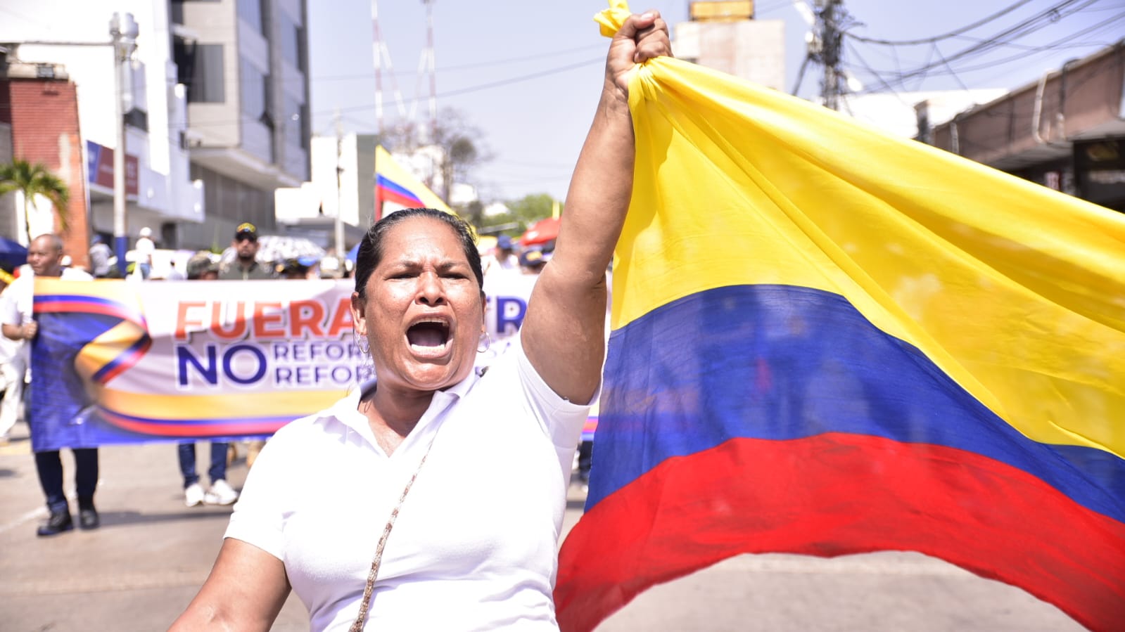 Marcha contra el Gobierno de Gustavo Petro en Barranquilla.