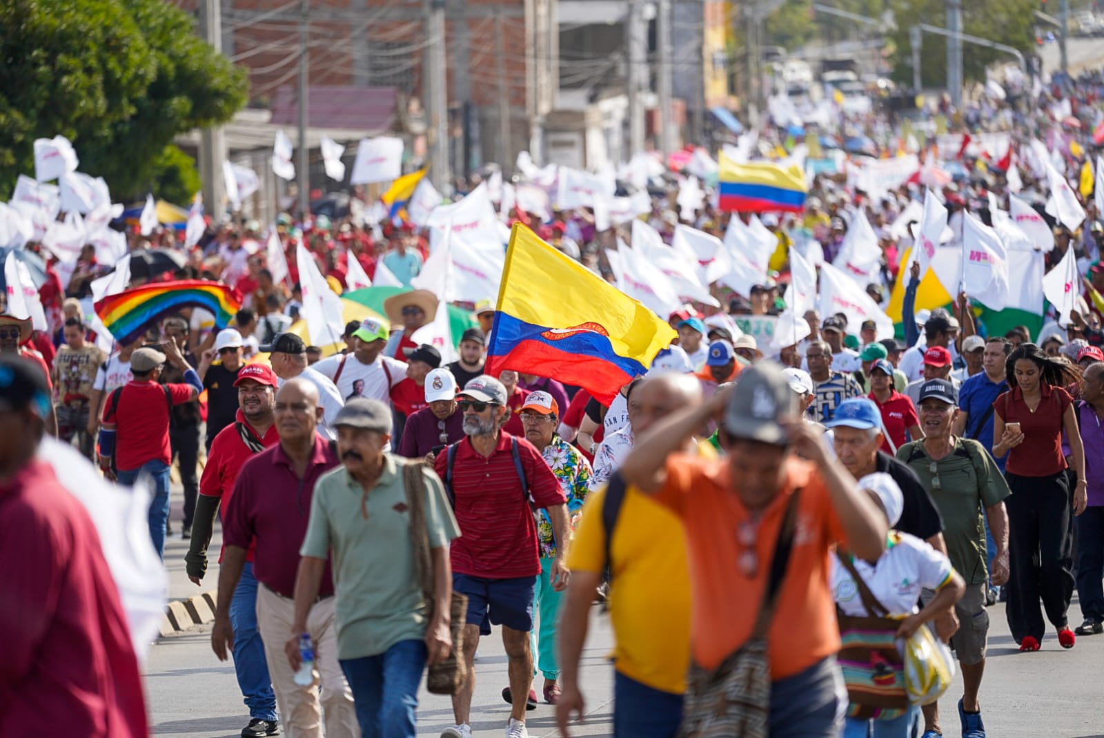 Las banderas blancas abundaron en la marcha.