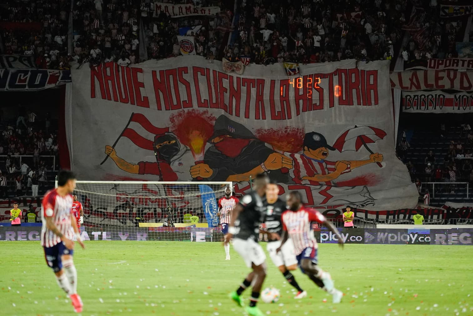 Aspecto del partido entre Junior y Once Caldas. 