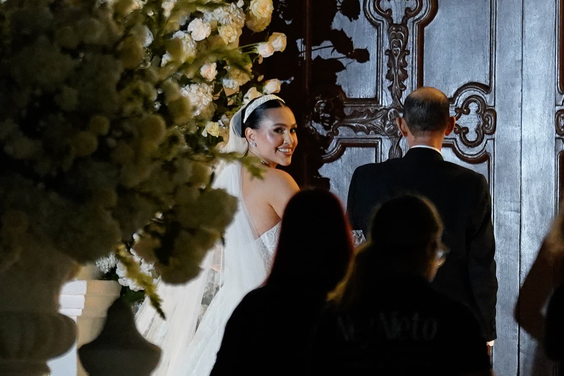 Geraldine Ponce en su vestido de matrimonio.