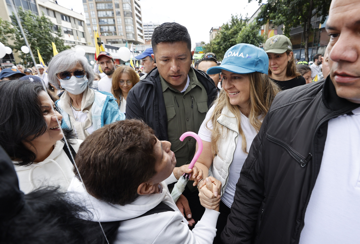 La precandidata presidencial Paloma Valencia, en la 'Marcha del silencio' en Bogotá.
