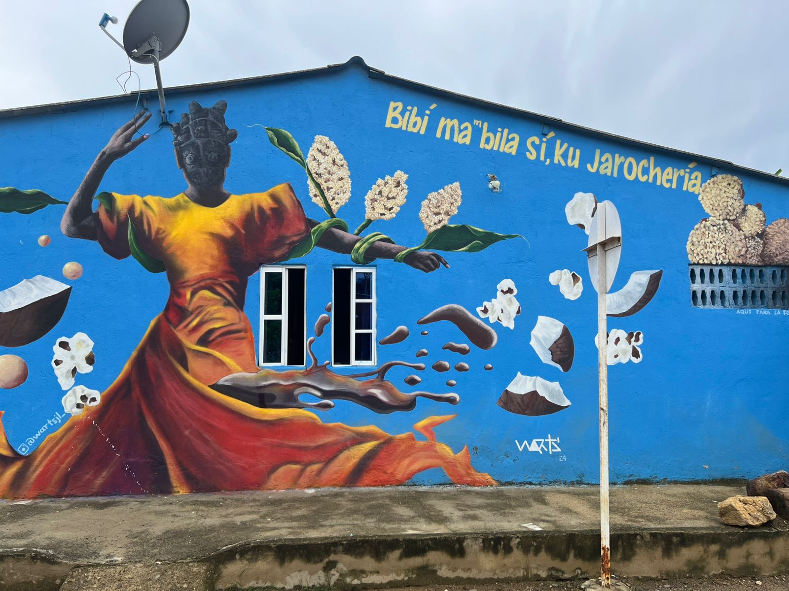 Mural que resalta la cultura y gastronomía de Palenque.