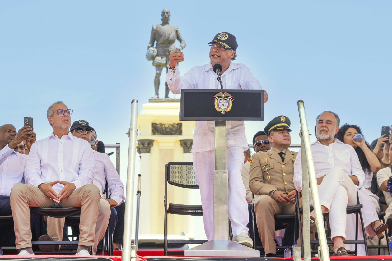 El Presidente, Gustavo Petro, hablando en la ceremonia.