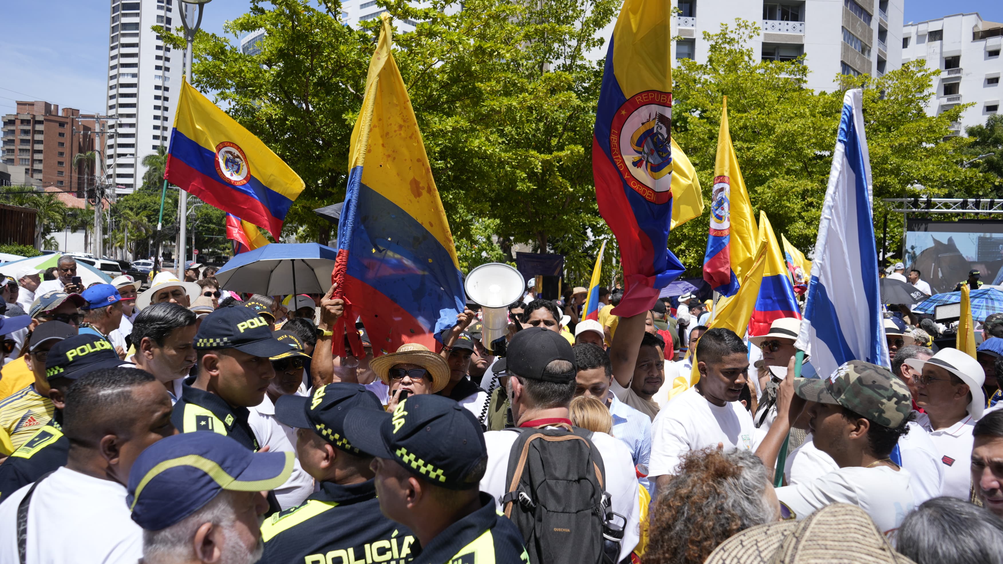 Protesta de seguidores de Álvaro Uribe en Barranquilla.