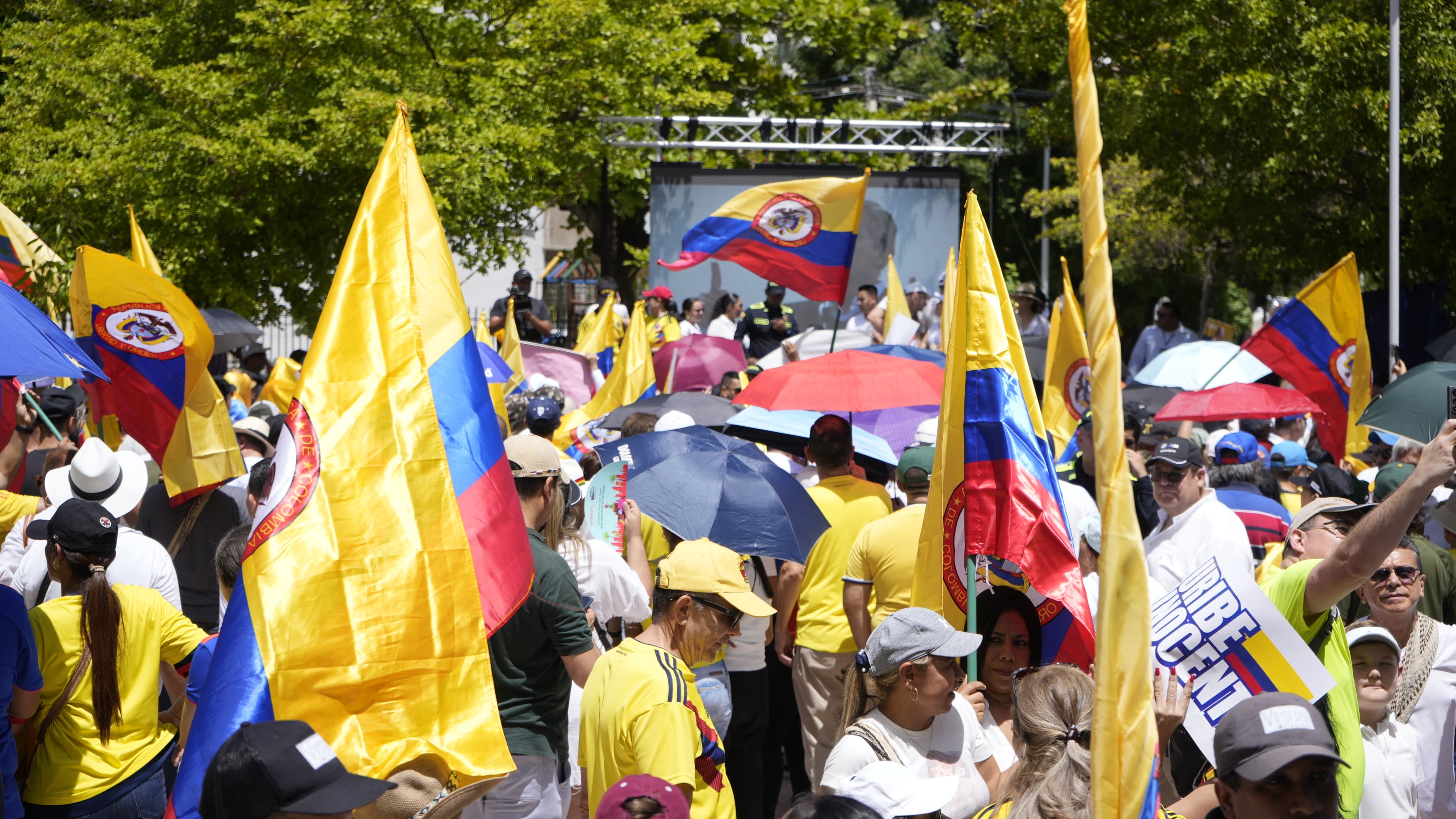 Protesta de seguidores de Álvaro Uribe en Barranquilla.