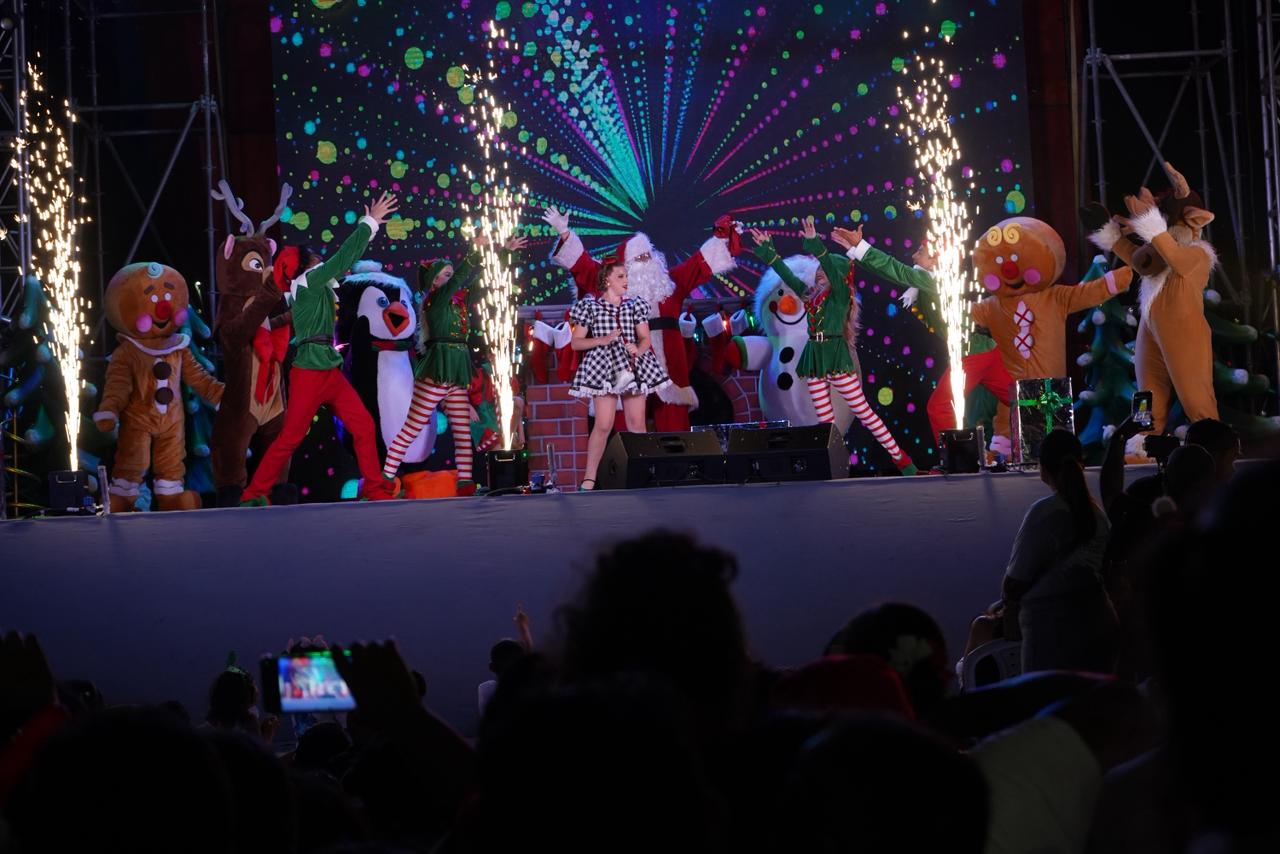 El show durante el encendido del árbol.