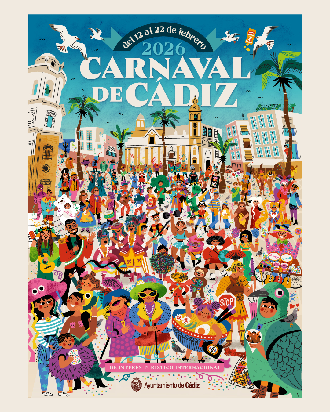 Afiche oficial del Carnaval de Cádiz 2026.