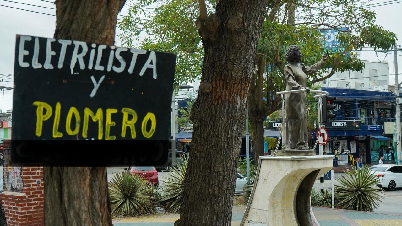 Árboles de matarratón son usados para colgar avisos y ofrecer servicios.