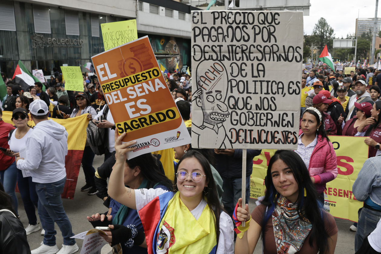 Manifestación contra el Gobierno en Bogotá.