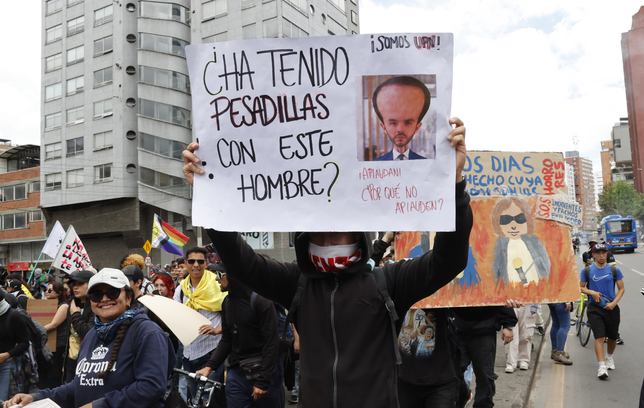 Manifestación contra el Gobierno en Bogotá.