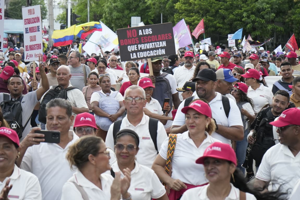 Manifestantes durante la jornada de protesta. 