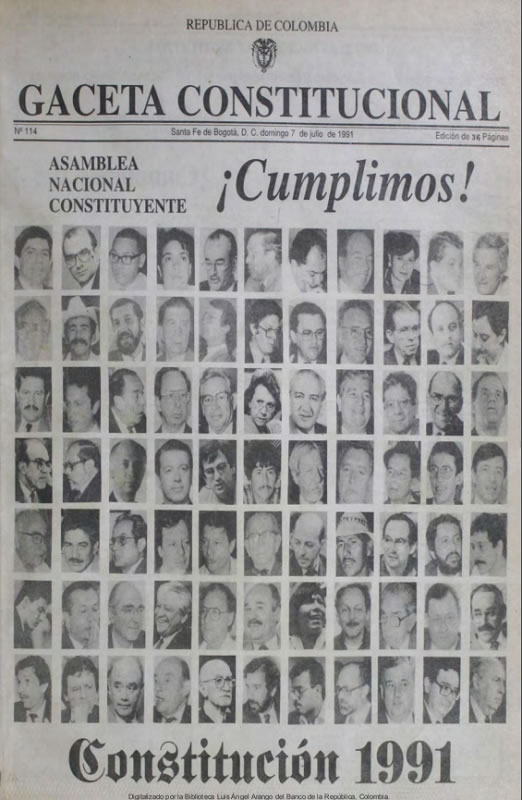 Portada del número 144 de la Gaceta constitucional, en la que se anuncia que la Asamblea Nacional Constituyente ha terminado sus labores