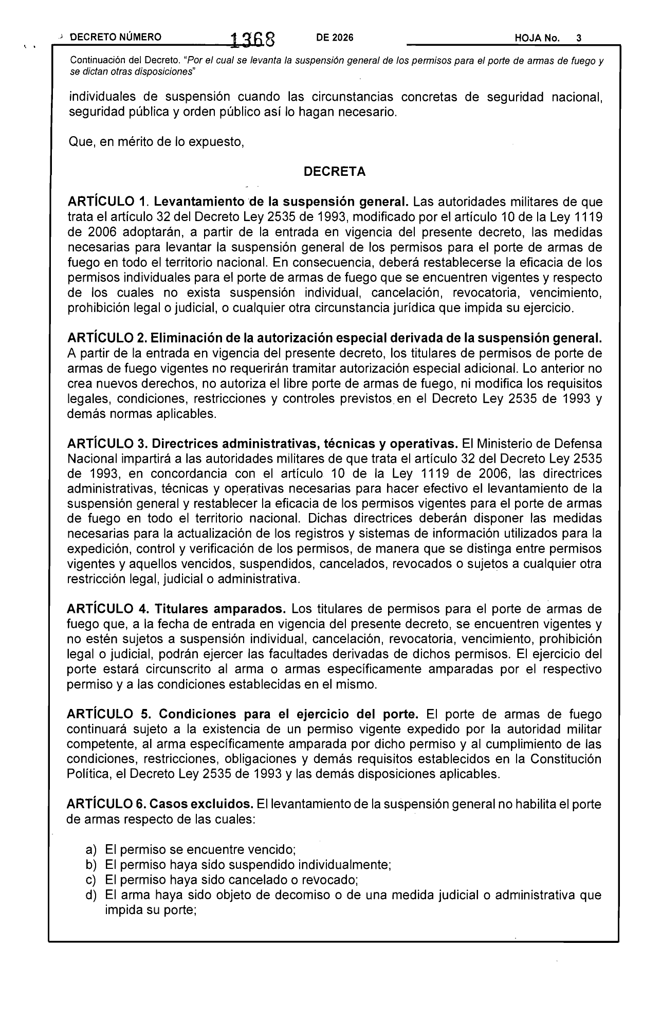 Decreto 1368 del 8 de septiembre de 2026 Decreto 1368 del 8 de septiembre de 2026