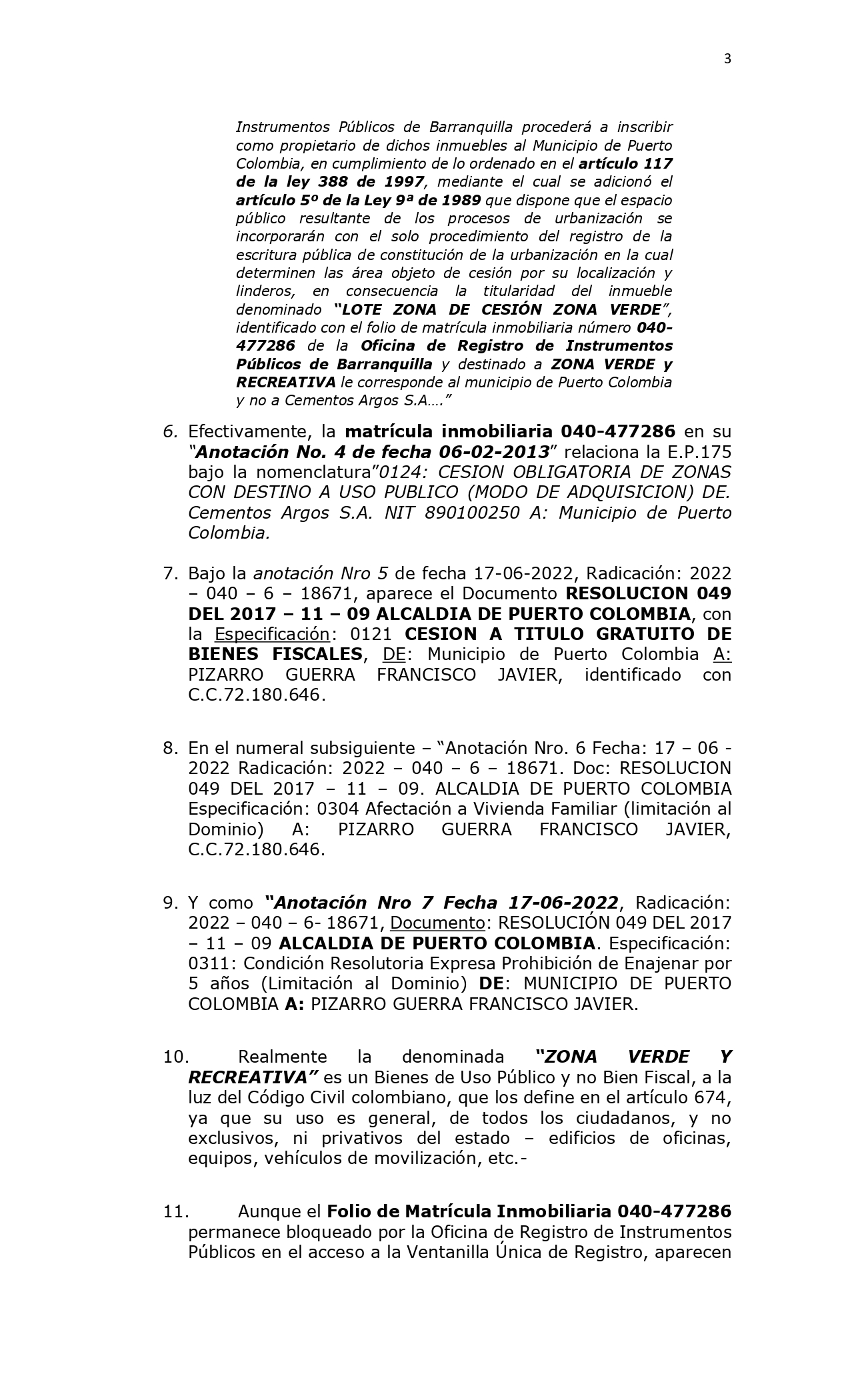 Piden a Fiscalía dar celeridad a investigación sobre 'cesión gratuita' de lotes en Puerto Piden a Fiscalía dar celeridad a investigación sobre 'cesión gratuita' de lotes en Puerto