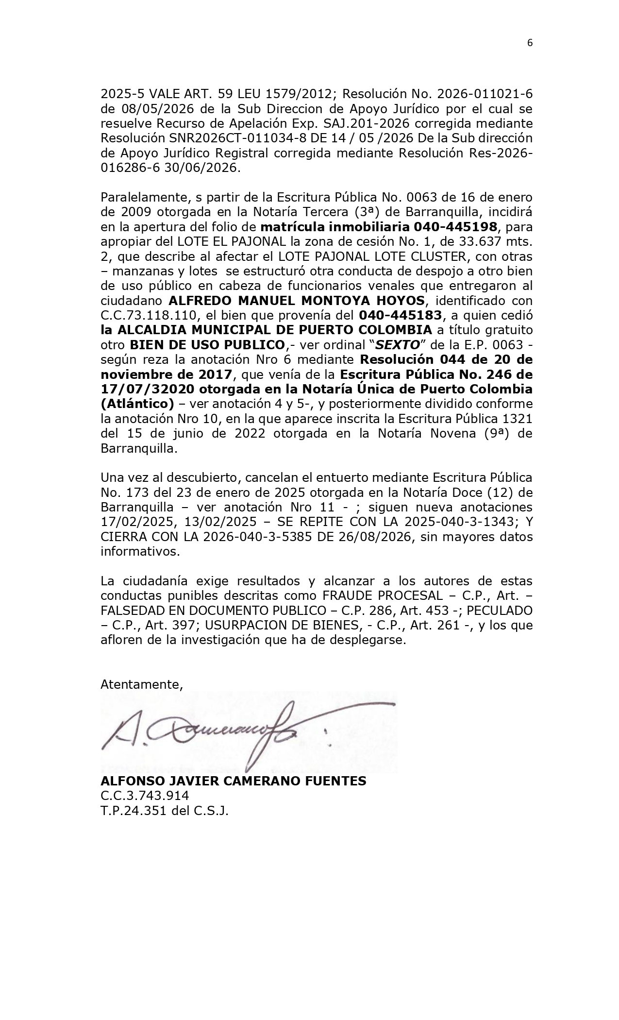 Piden a Fiscalía dar celeridad a investigación sobre 'cesión gratuita' de lotes en Puerto Piden a Fiscalía dar celeridad a investigación sobre 'cesión gratuita' de lotes en Puerto