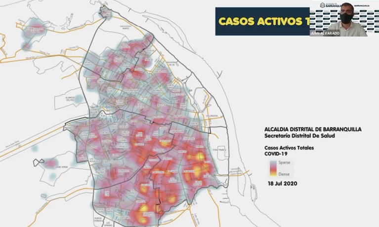 Los casos activos en Barranquilla.