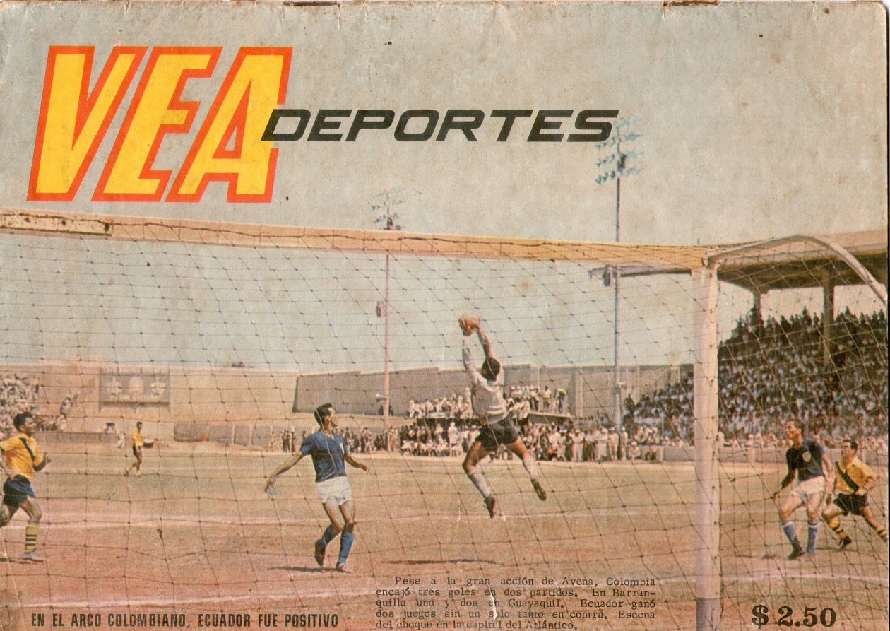 Escena del partido eliminatorio de 1965 celebrado en el Romelio Martinez entre Colombia y Ecuador.