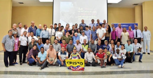 Con los periodistas deportivos de distintas generaciones. 
