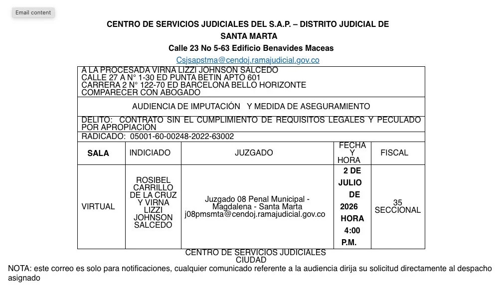 Audiencia de imputación y medida de aseguramiento