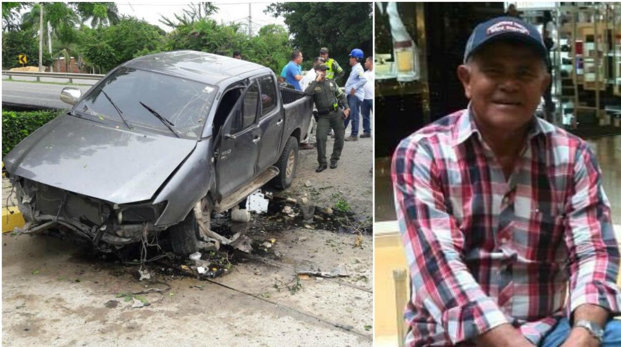 Así quedó la camioneta en la que se accidentó el docente Etiel Augusto Morales Fontalvo, quien falleció ayer cuando era atendido en una clínica.