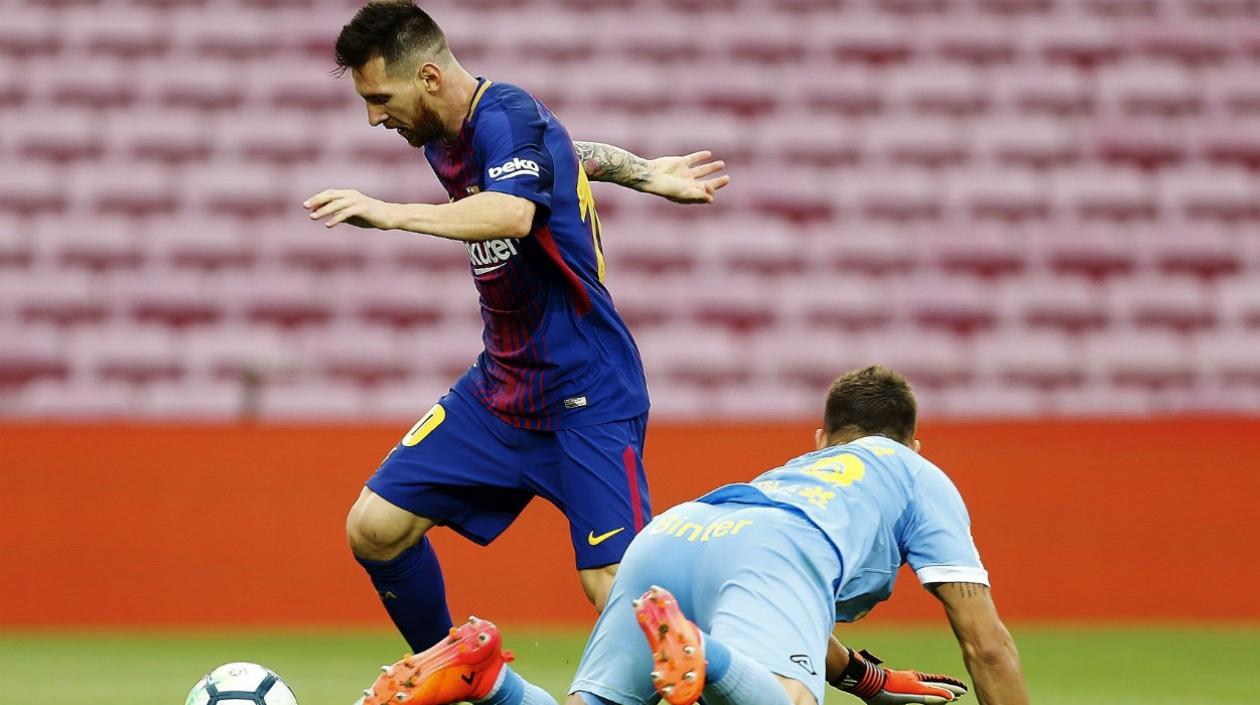 Lionel Messi en acción del partido. 