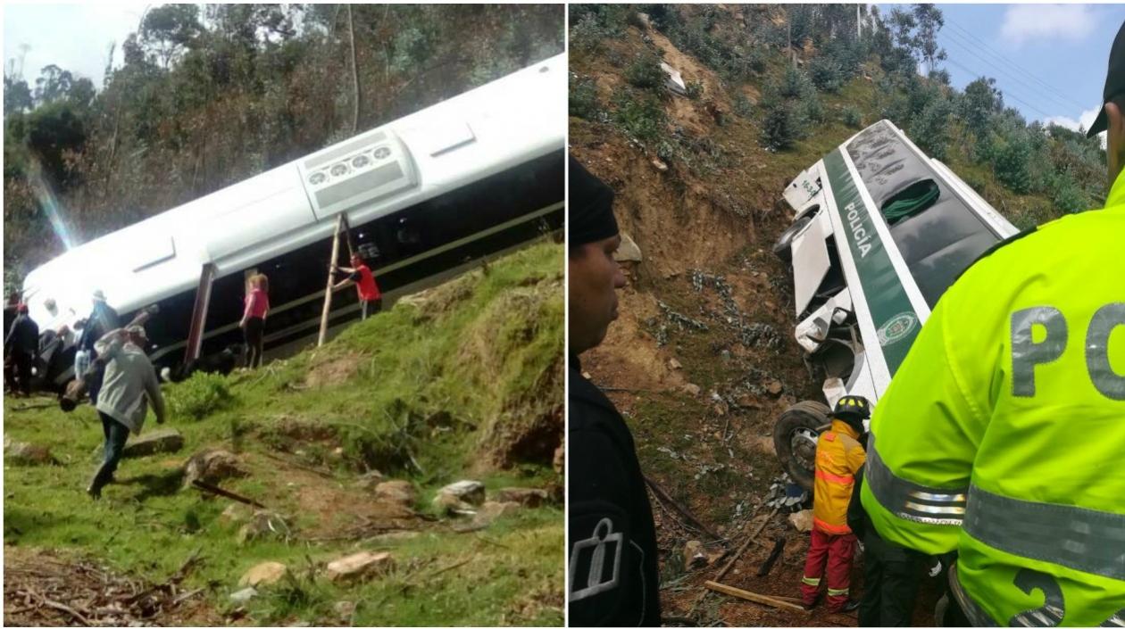 Imágenes del accidente del bus de la Policía.