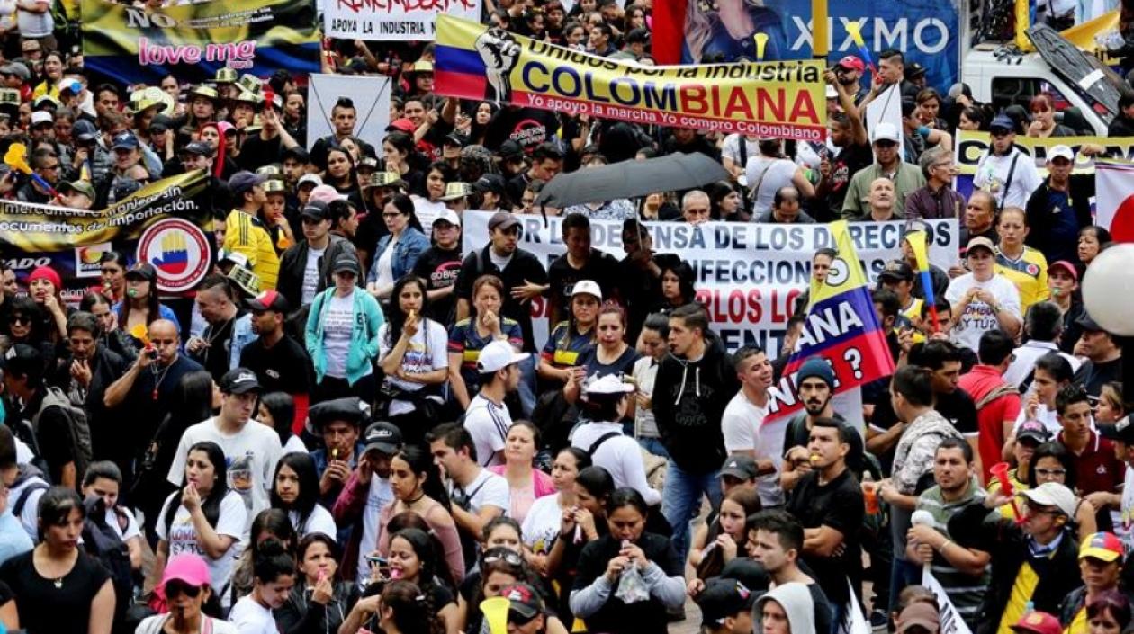 Protesta de Textileros en Bogotá