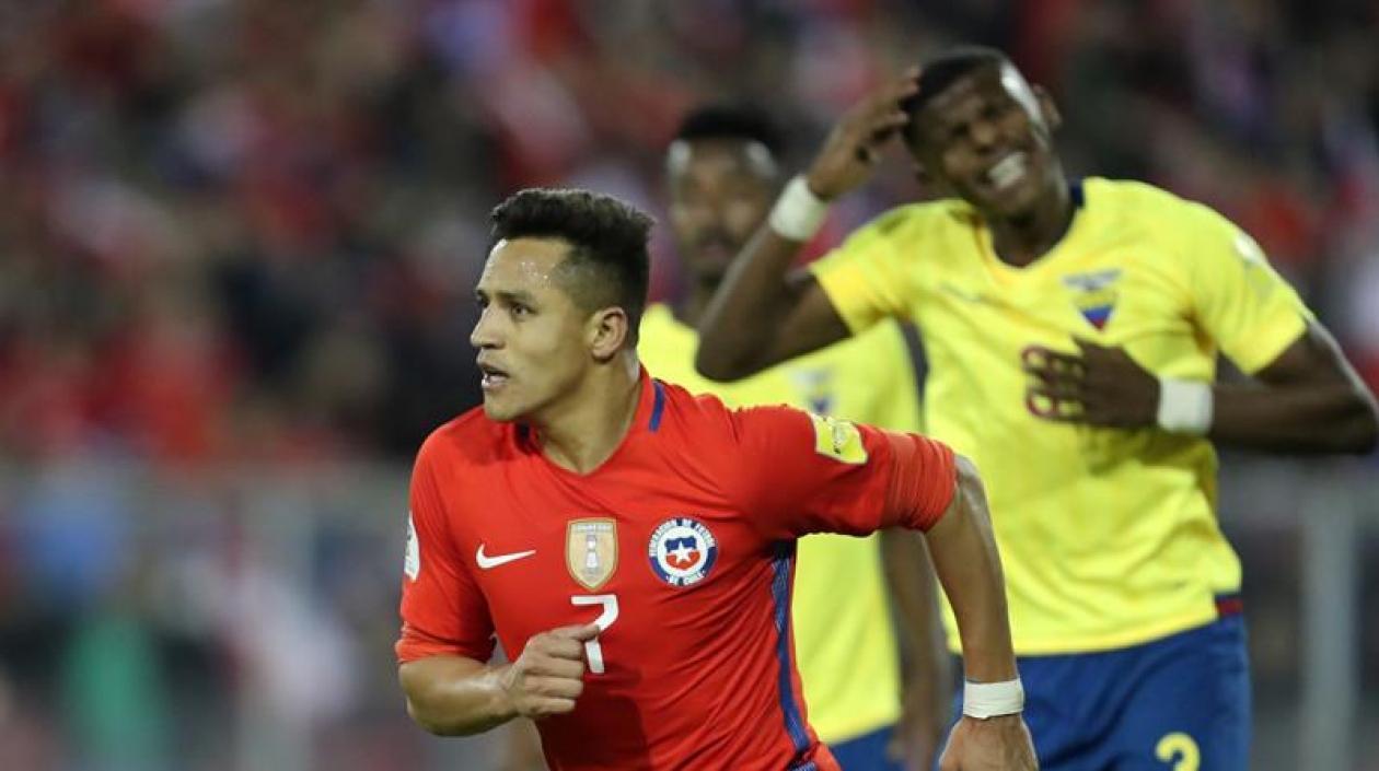 Alexis Sánchez festejando el gol del triunfo.