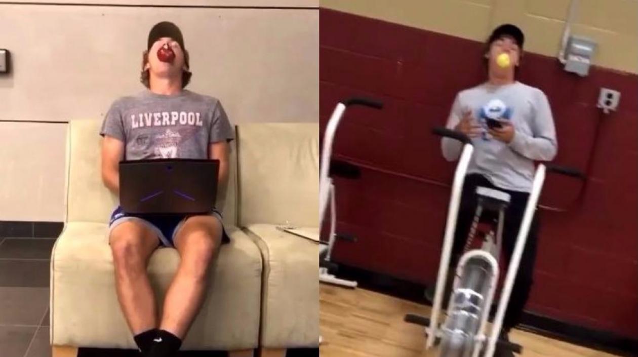 Daniel Hartman practicando el reto manzana.