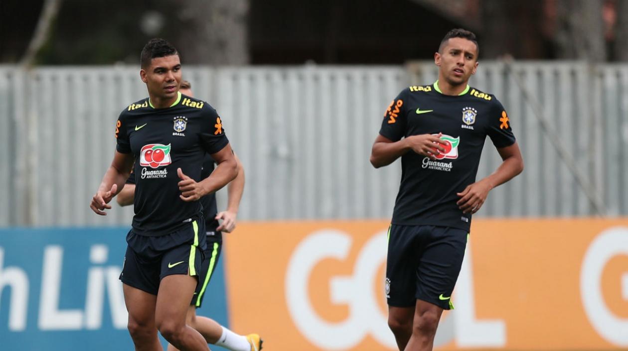 Casemiro y Marquinhos durante un entrenamiento. 