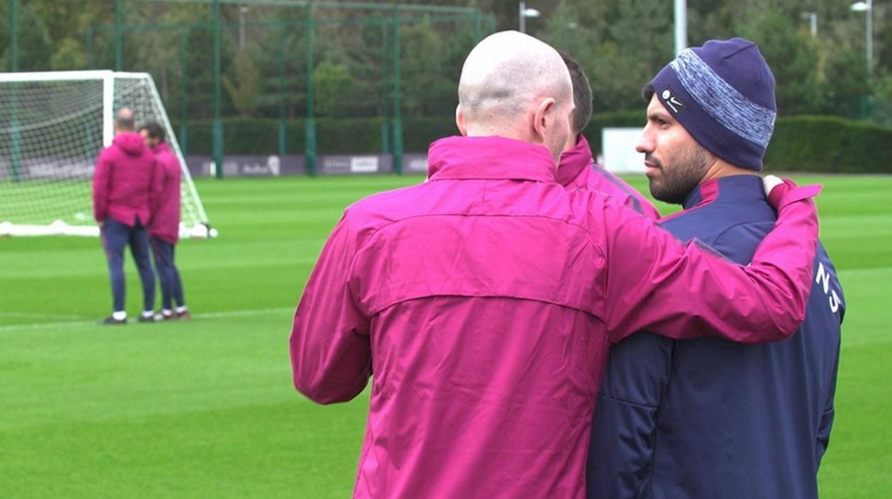 Pep guardiola y Sergio Agüero. 