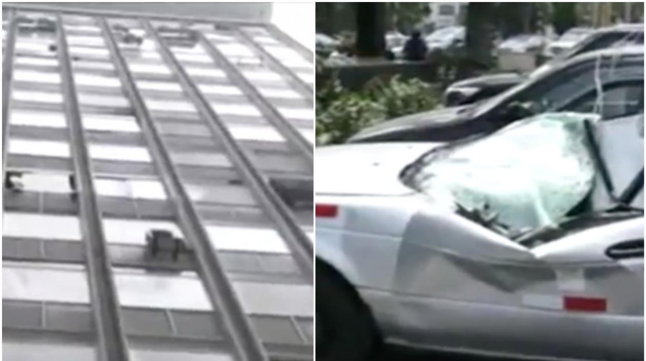 Desde el piso 18 cayó un hombre y fue a dar en un taxi.