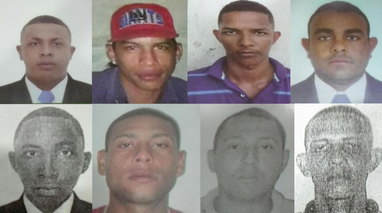 De izquierda a derecha, Brayan Badillo Barrios, Jesús Rodríguez Arévalo, Leider Eduardo Pérez Castro, Damián Jiménez Rivera, Alexander Bolívar Martínez, Iván Pérez Carvajalino, Habibb Gutiérrez Silvera y Ricardo Pérez Narváez.