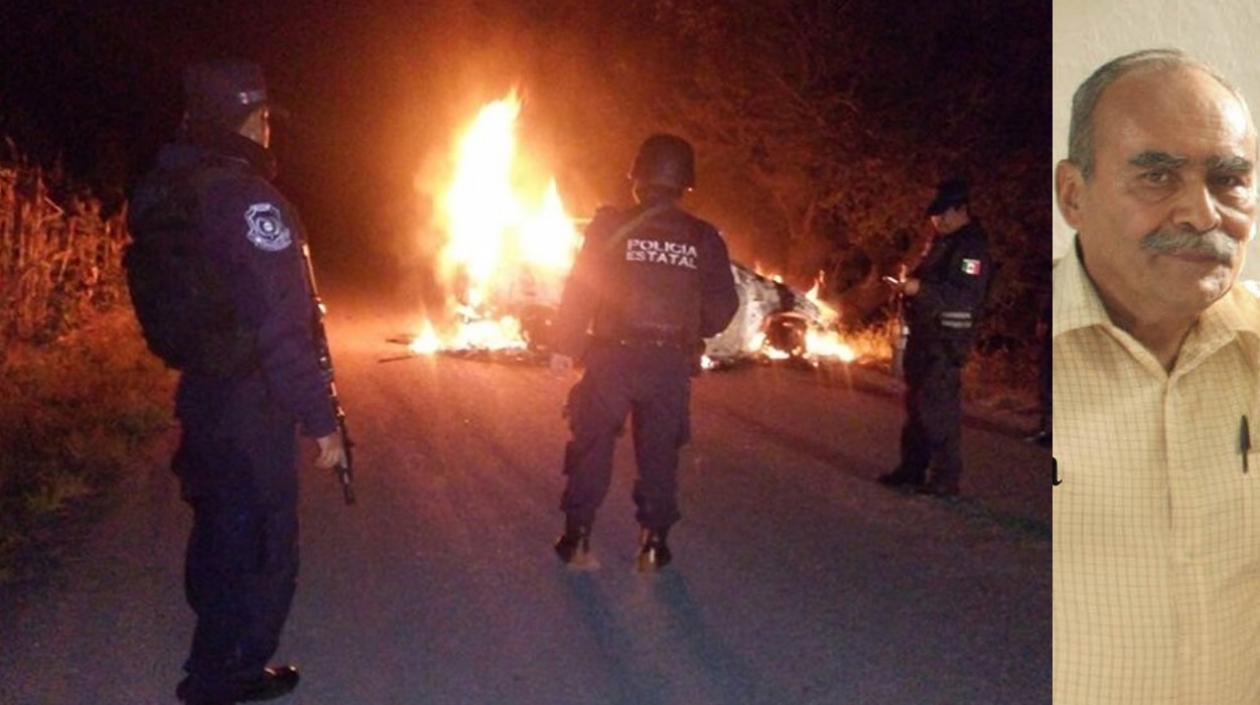 Alertada la policía llegó en medio del incendio del vehículo de Ranferi Hernández Acevedo.