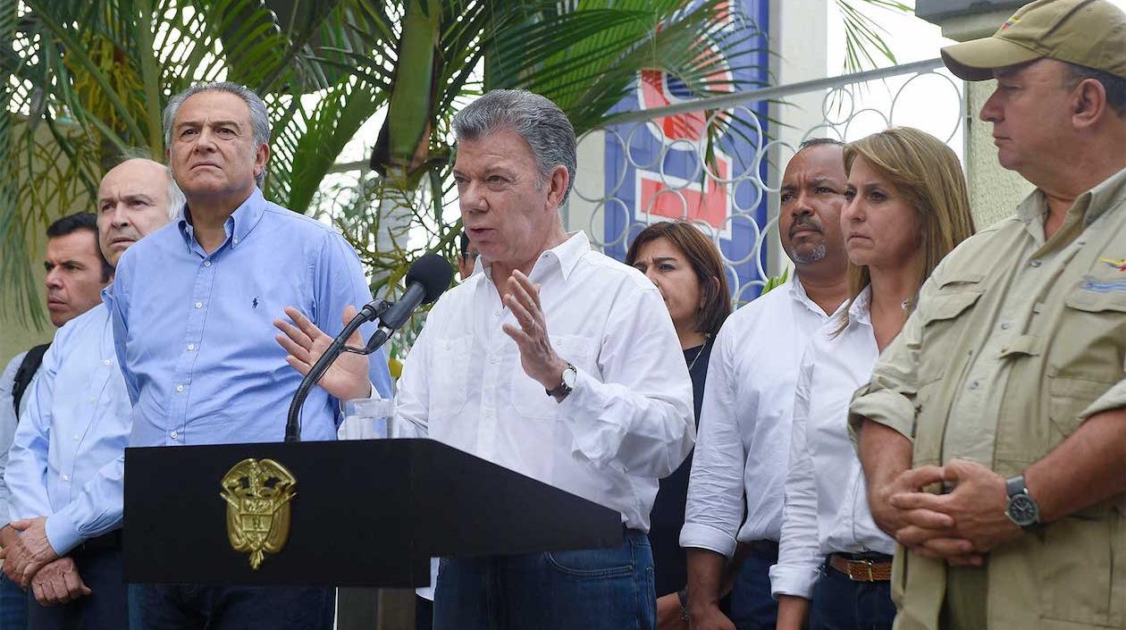 El Presidente Juan Manuel Santos, dando a conocer los resultados del encuentro.