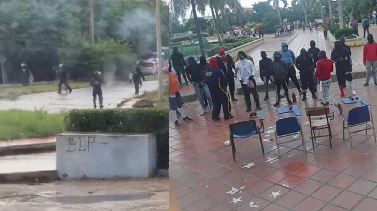 El Grupo Esmad de la Policía ingresó después de la una de la tarde a la sede de la Universidad del Atlántico 