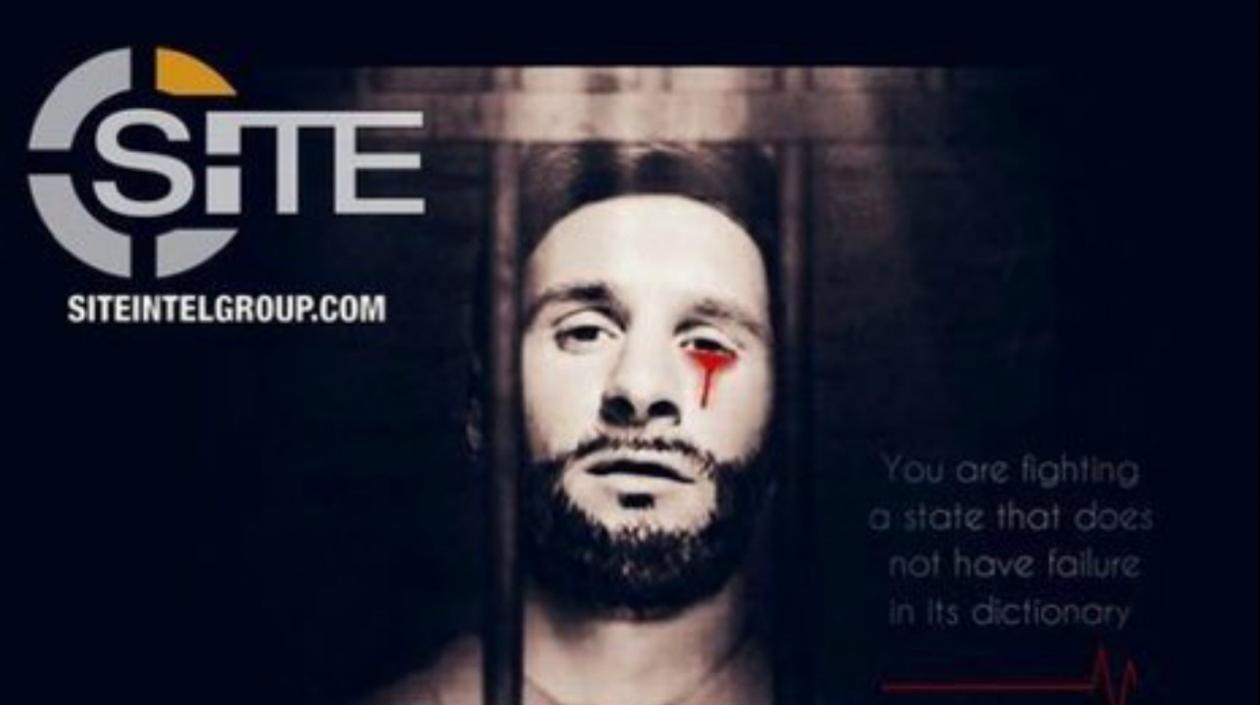 La imagen muestra al astro argentino como prisionero y sangrando.