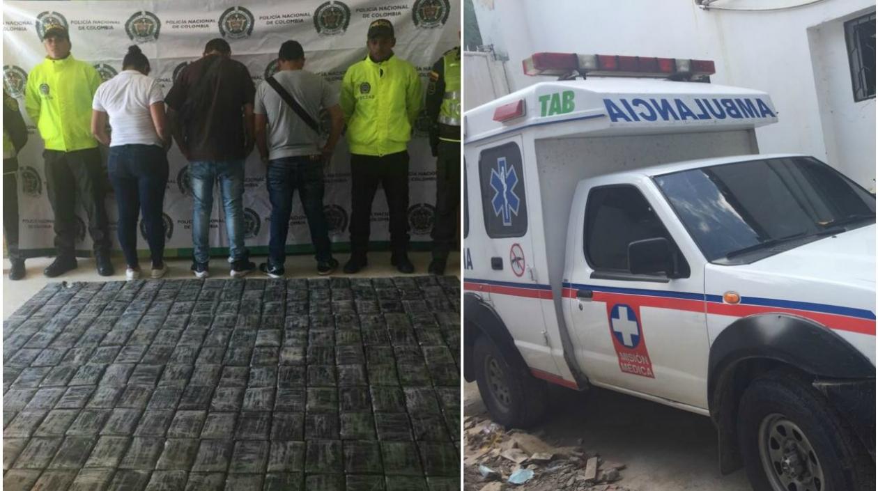 La Dijin de Bogotá hizo el operativo que terminó con la captura de las tres personas y el decomiso de la ambulancia y la droga.