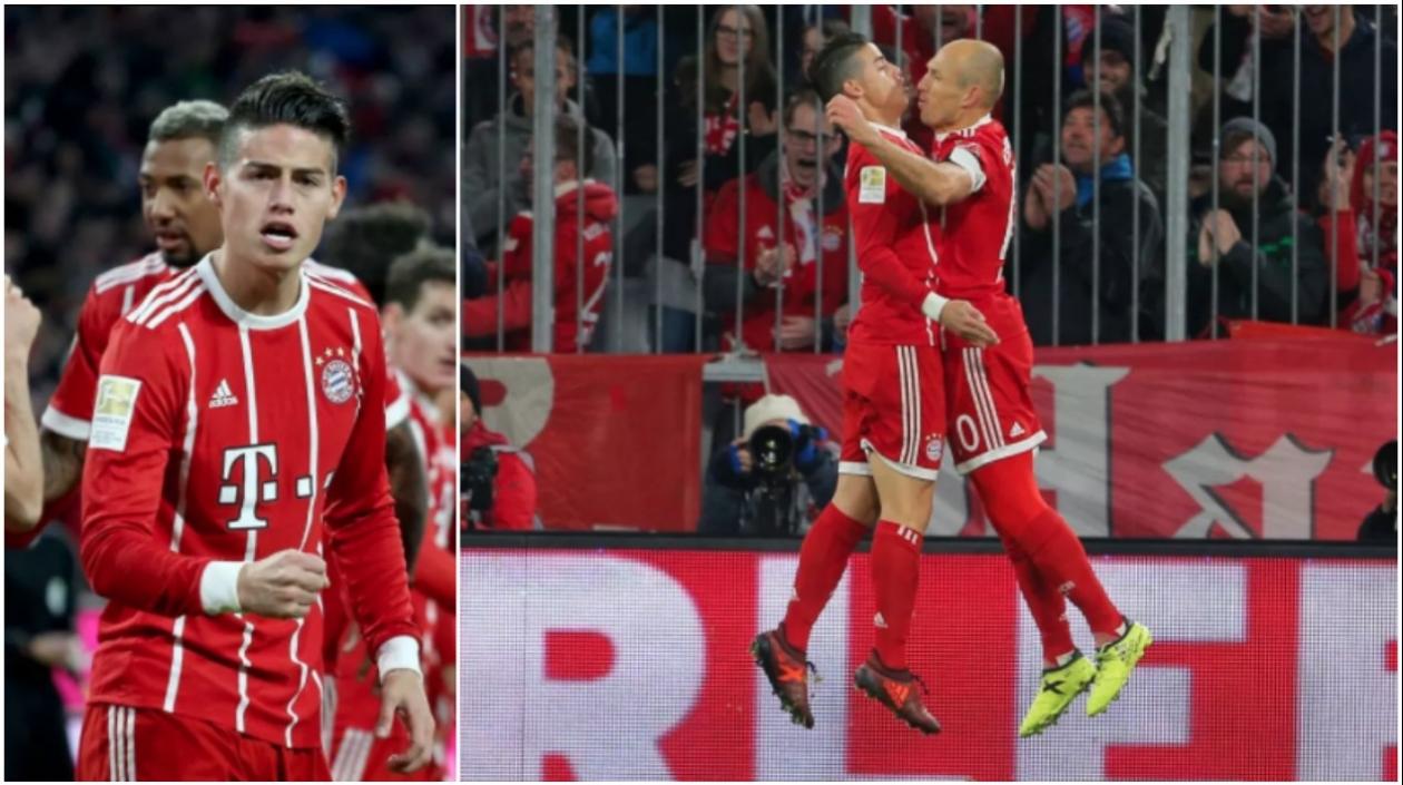  James Rodríguez anotó y Arjen Robben‏ lo felicitó.